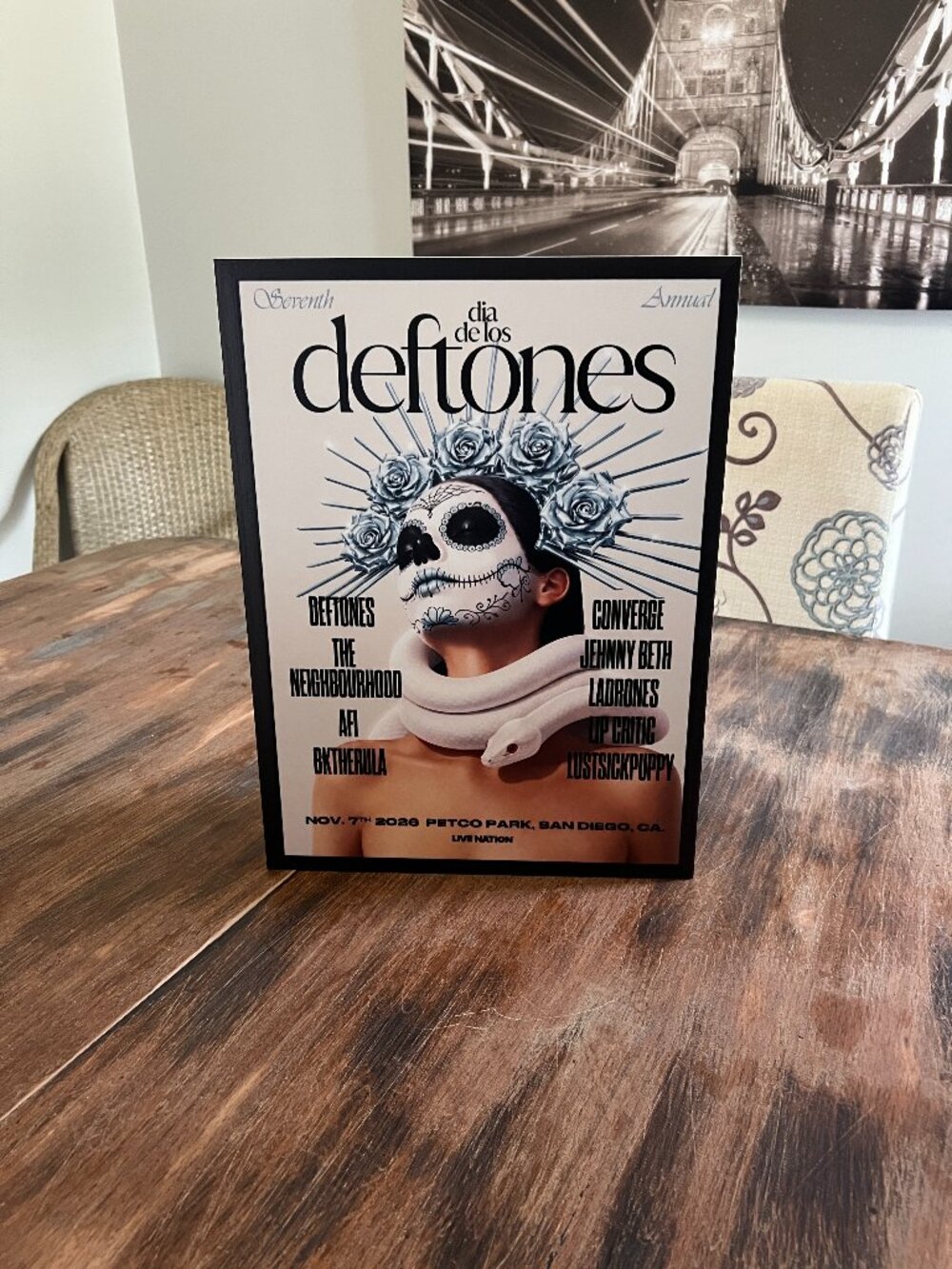 Dia de los Deftones 2026 12x16 PVC Print – Wall Art with Faux Wood Frame